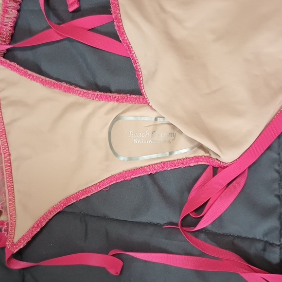 Beach Bunny NWT Pink Lace Tan X SM Top Lg Bottom W Cover-up - Picture 7 of 7